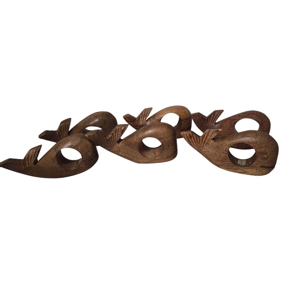 Lot 6 Wooden Whale Napkin Rings Philippines Nautical Dinner Party